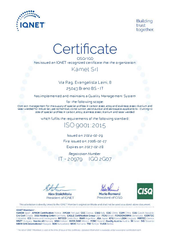 ISO certified - special profiles