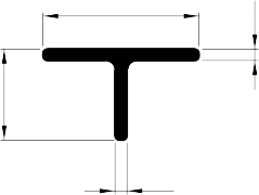 Unequal leg T profile shape - metal profiles